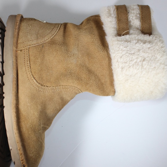 UGG Big Girls Sheepskin Shearling Top Slip On Beckham in Chestnut Girls Size 3 - Picture 11 of 15